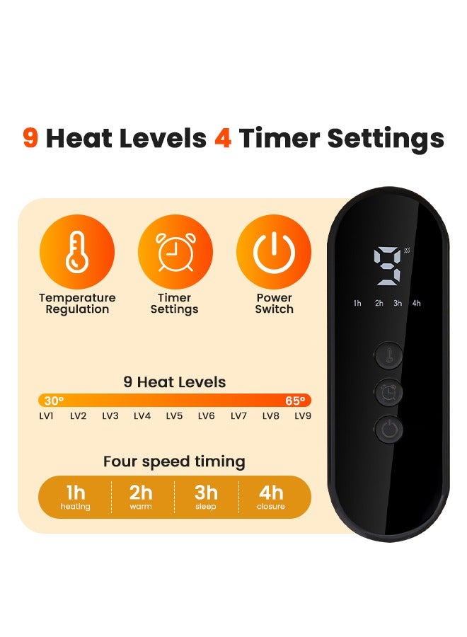 أنيوي وسادة التدفئة ، وسادات التدفئة الكهربائية لتخفيف الألم من الرقبة والكتف الخلفي ، وسادة الحرارة السريعة الكهربائية مع 9 إعدادات درجة الحرارة و 4 إعدادات توقيت ووظيفة الإغلاق التلقائي ، - Image 2