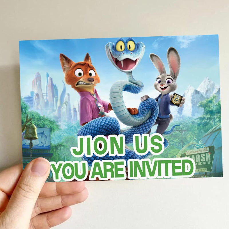 AHPAHP 12Pcs Cartoon Movie Theme Invitation Cards, Cute Animal Birthday Party Invitation Cards for for Girl Boy Birthday Party Supplies Decoration - Image 2