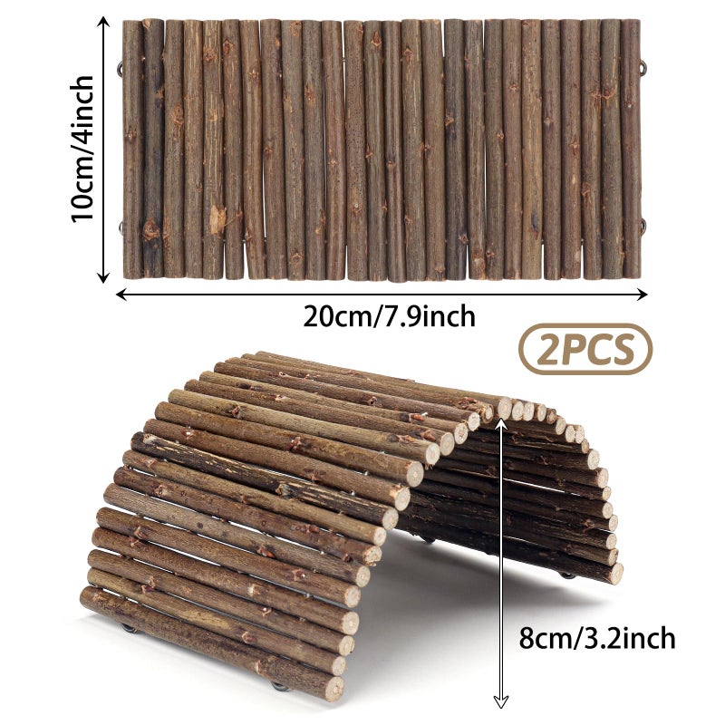 QUOZUO 2PCS Reptile Hideout Hermit Crab Bendable Bridge, Wooden Hermit Crab Hideout Climbing Toys, Reptile Tank Habitat Decor Hiding Hut for Lizards, Mice, Spiders - Image 2