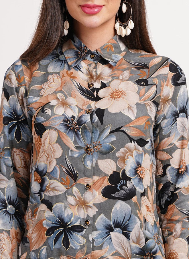 FIMS قميص مزخرف بالأزهار مع بنطلون - Image 3