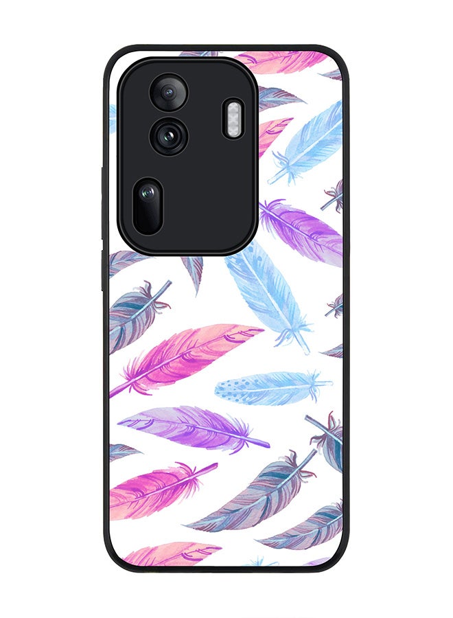 Stylizedd Rugged Black Edge Case for Oppo Reno11 Pro, Slim fit Soft Case Flexible Rubber Edges Anti Drop TPU Gel Thin Cover -  Feather Colors - Image 1