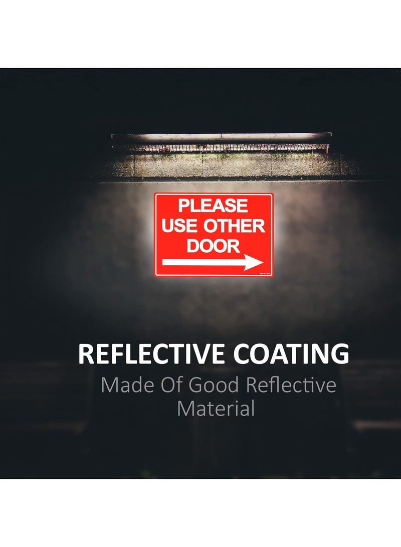 Rubik يرجى استخدام باب آخر ملصق لاصق ذاتي 21x15 سم، مقاوم للعوامل الجوية، عاكس، ملصق فينيل طويل الأمد للمتاجر والمدارس والمكاتب داخل وخارج المباني (الجانب الأيمن، أحمر/أبيض) - Image 2