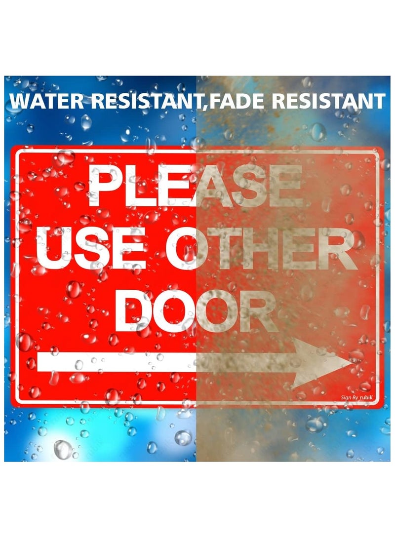 Rubik يرجى استخدام باب آخر ملصق لاصق ذاتي 21x15 سم، مقاوم للعوامل الجوية، عاكس، ملصق فينيل طويل الأمد للمتاجر والمدارس والمكاتب داخل وخارج المباني (الجانب الأيمن، أحمر/أبيض) - Image 4