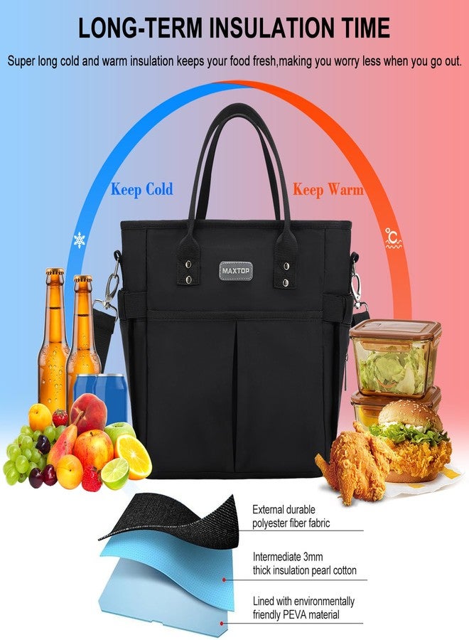 MAXTOP Women Insulated Work Lunch Bag with Open Pocket, Reusable, Leakproof, Removable Shoulder Strap for Teachers, Nurses, Office, Picnic, - Image 3
