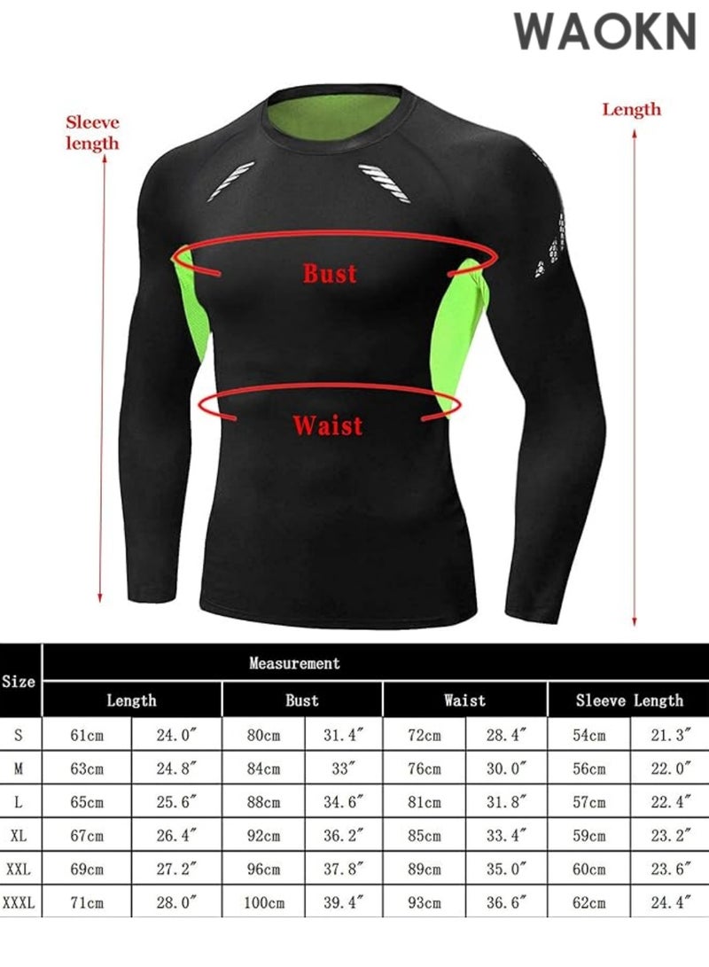 WAOKN Men's Compression Top Base Layer T-Shirt - Quick Dry Moisture Wicking Sports Shirt for Gym, Fitness, Running, Workout & Training - Breathable Performance Athletic Shirt for Active Men - Slim Fit Muscle Tee for CrossFit & Cardio-(-L) - Image 2
