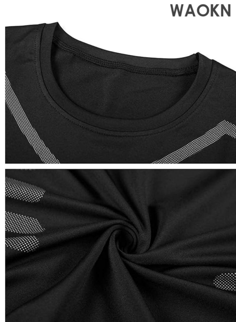 WAOKN Men's Compression Top Base Layer T-Shirt - Quick Dry Moisture Wicking Sports Shirt for Gym, Fitness, Running, Workout & Training - Breathable Performance Athletic Shirt for Active Men - Slim Fit Muscle Tee for CrossFit & Cardio-(-L) - Image 3