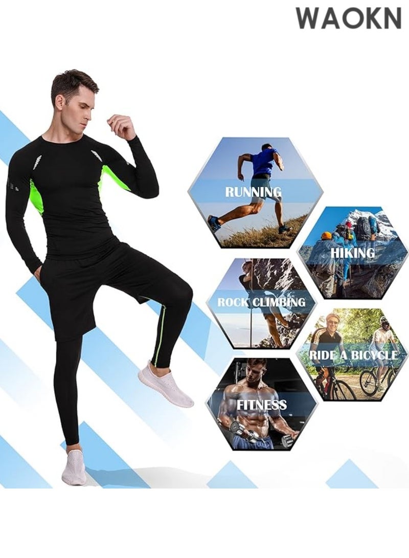 WAOKN Men's Compression Top Base Layer T-Shirt - Quick Dry Moisture Wicking Sports Shirt for Gym, Fitness, Running, Workout & Training - Breathable Performance Athletic Shirt for Active Men - Slim Fit Muscle Tee for CrossFit & Cardio-(-L) - Image 4