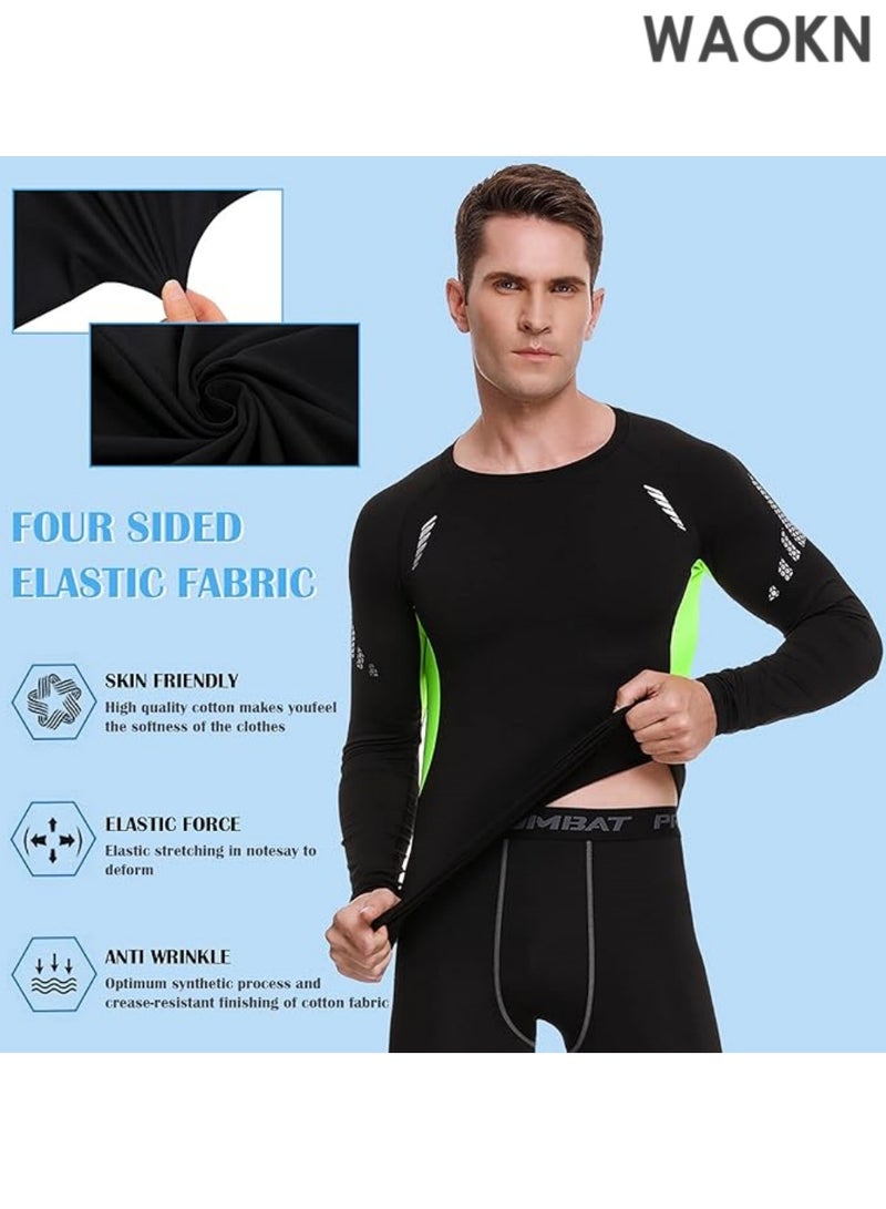 WAOKN Men's Compression Top Base Layer T-Shirt - Quick Dry Moisture Wicking Sports Shirt for Gym, Fitness, Running, Workout & Training - Breathable Performance Athletic Shirt for Active Men - Slim Fit Muscle Tee for CrossFit & Cardio-(-L) - Image 5