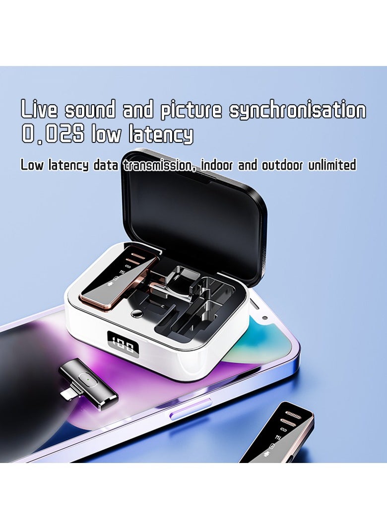 2 Pack Wireless Lavalier Microphones for iPhone, iPad - Crystal Clear Sound Quality for Recording, Live Streaming, Suitable for Apple interface