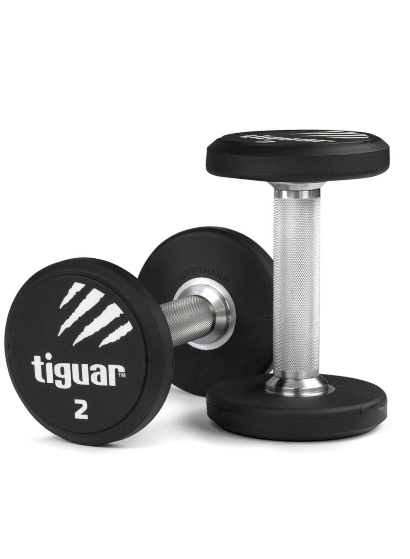 Tiguar PU round dumbbell 2KG with 1 year warranty - Single piece - Image 2