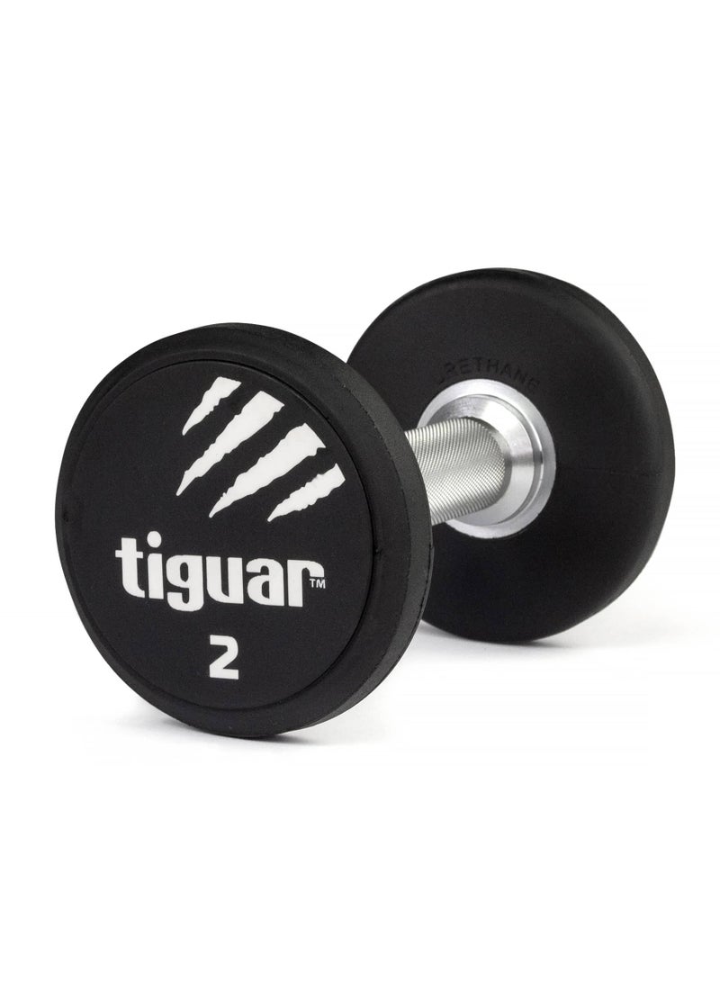 Tiguar PU round dumbbell 2KG with 1 year warranty - Single piece - Image 1