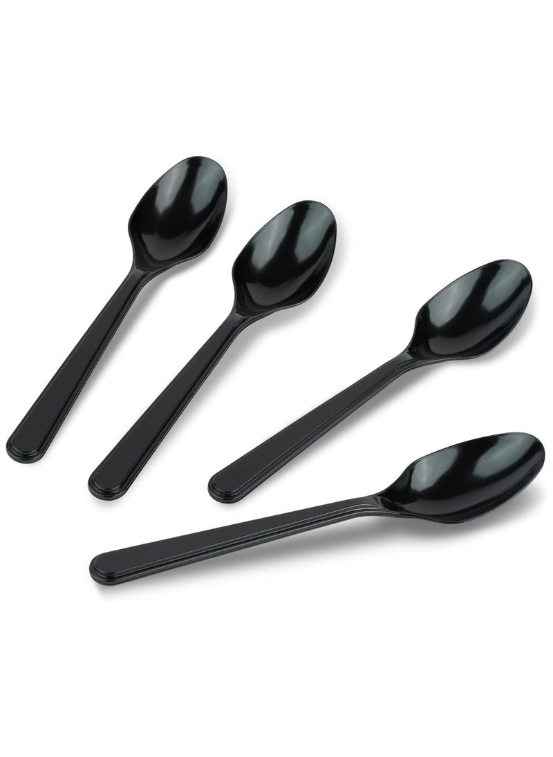 Star 100Pcs Disposable Plastic Spoons, Heavyweight Durable Black Spoons  - Image 2