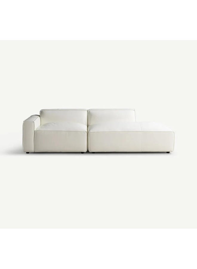 Comfynest Comfynest White Leather Corner Sofa – Luxurious Genuine Leather Couch for Living Room, Modern Design, Comfortable Seating, Two-Piece Modular Sectional  - Image 2