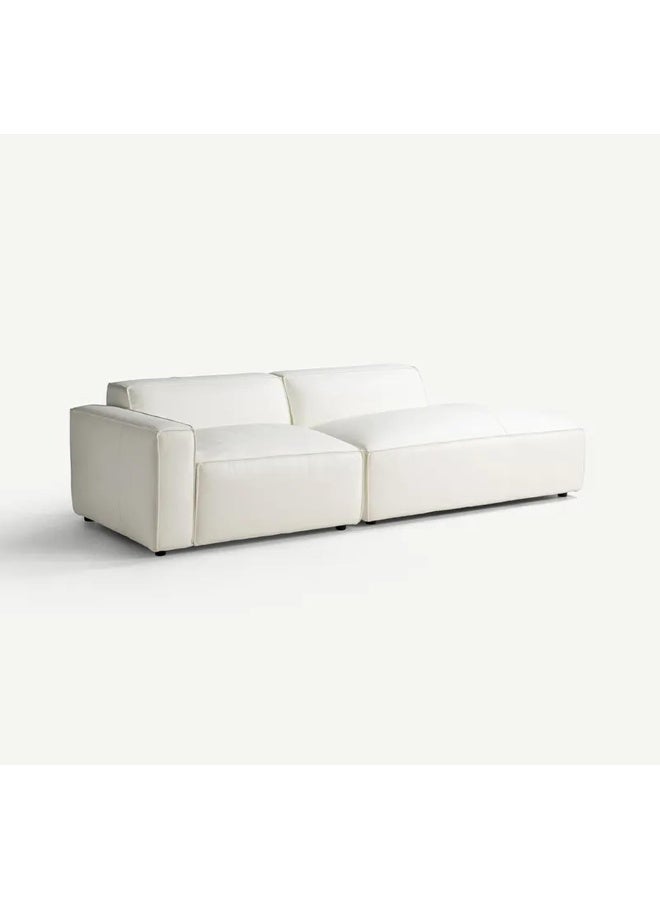 Comfynest Comfynest White Leather Corner Sofa – Luxurious Genuine Leather Couch for Living Room, Modern Design, Comfortable Seating, Two-Piece Modular Sectional  - Image 1