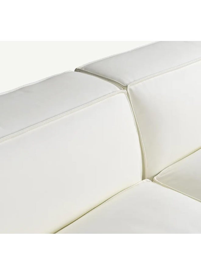 Comfynest Comfynest White Leather Corner Sofa – Luxurious Genuine Leather Couch for Living Room, Modern Design, Comfortable Seating, Two-Piece Modular Sectional  - Image 3