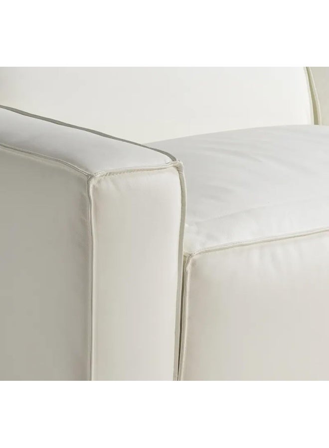 Comfynest Comfynest White Leather Corner Sofa – Luxurious Genuine Leather Couch for Living Room, Modern Design, Comfortable Seating, Two-Piece Modular Sectional  - Image 5