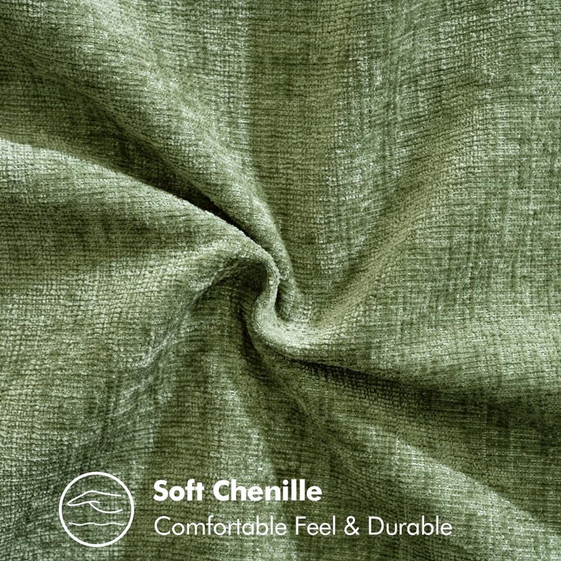 EMEMA 20"x20" Inch Pillow Covers Set of 2 Soft Chenille Throw Pillow Covers Decorative Couch Square Pillow Covers Modern Solid Dyed Pillowcases for Sofa Bed Green 50x50cm(Only Covers) - Image 4