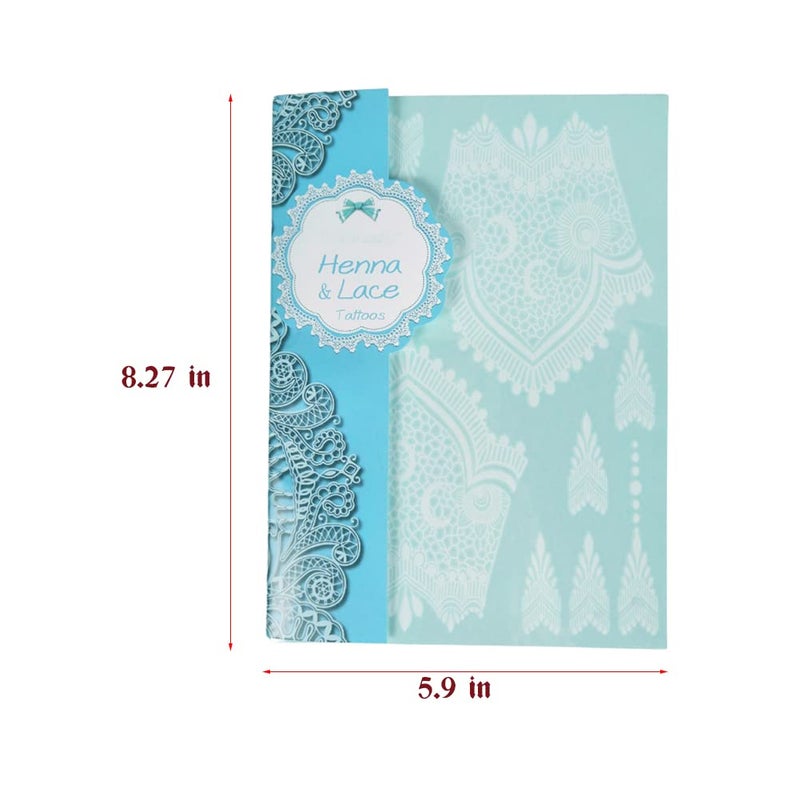 Xmasir 12 Sheets White Henna Tattoo Kit Waterproof Henna Tattoo Stickers for Women Wedding Party Temporary Sticker (White) - Image 3