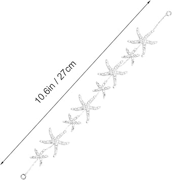 Lurrose Women Rhinestone Headband Silver Crystal Bridal Crown Wedding Bridal Tiara Crystal Star Headpiece Mermaid Costume Accessories for Women Girls - Image 2