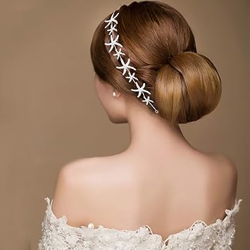 Lurrose Women Rhinestone Headband Silver Crystal Bridal Crown Wedding Bridal Tiara Crystal Star Headpiece Mermaid Costume Accessories for Women Girls - Image 3