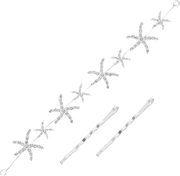 Lurrose Women Rhinestone Headband Silver Crystal Bridal Crown Wedding Bridal Tiara Crystal Star Headpiece Mermaid Costume Accessories for Women Girls - Image 1