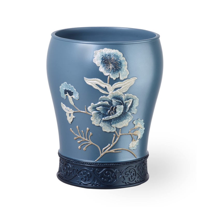 Popular Bath Dublin Rose Collection Waste Basket Blue