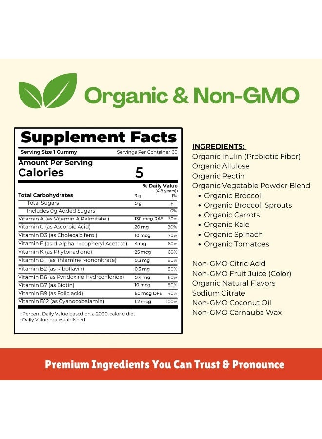 JOLLY Kids Multivitamins – Premium Organic Plant Based Sugar Free Gummies For Children Ages 3 And Up. No Sugar Alcohols. One Gummy Per Day. 2-Month Supply. - Image 3