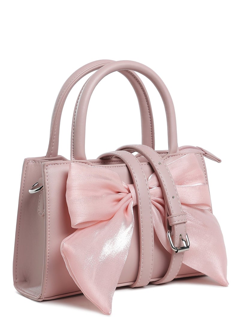 London Rag - Big Bow Detail Mini Handbag in Pink - Image 1