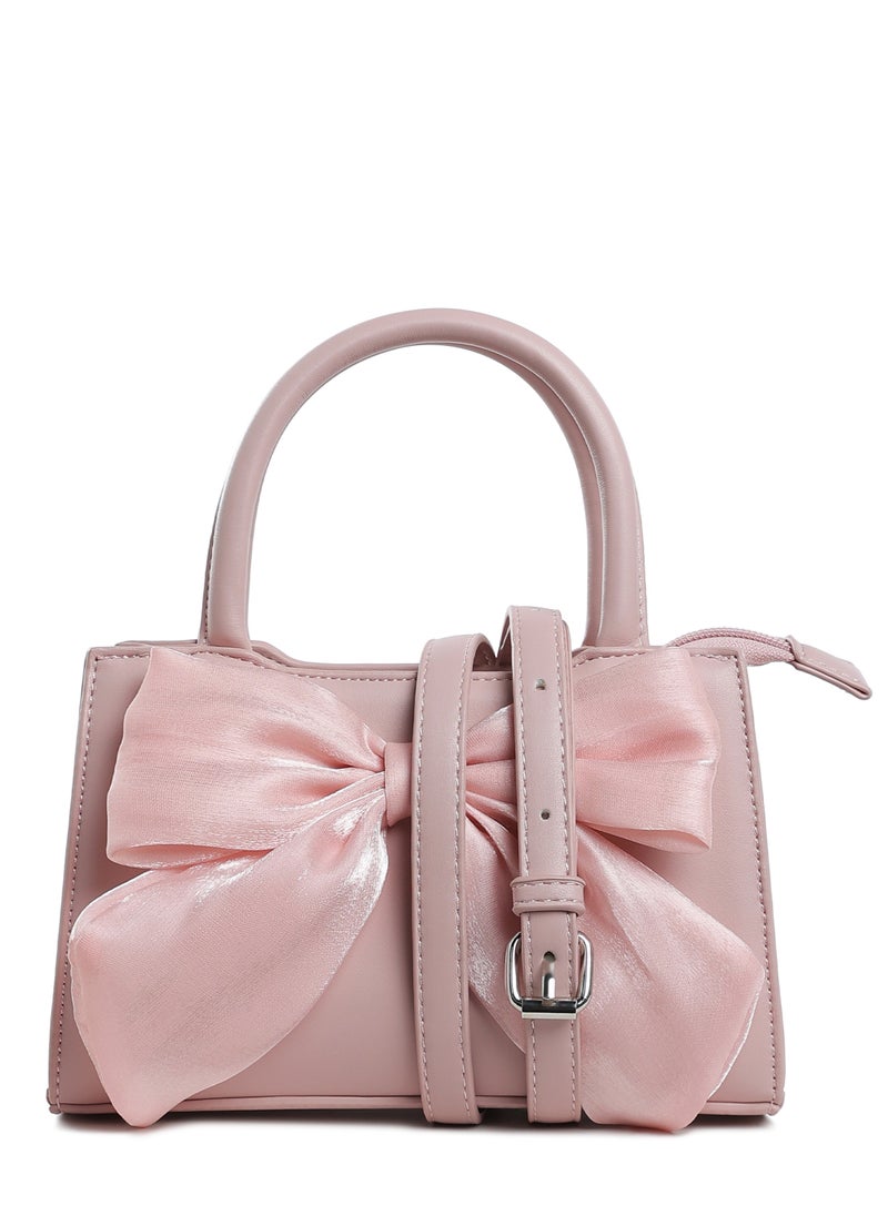 London Rag - Big Bow Detail Mini Handbag in Pink - Image 1