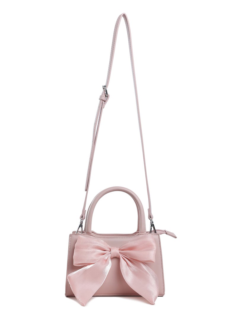 London Rag - Big Bow Detail Mini Handbag in Pink - Image 1