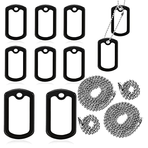 Sliverdew 10 Pack Dog Tag Silencers, Engraved Dog Tag Silicone Case with 4 Chains Black Army Dog Tags for Authentic Military Id Tags Rubber Case to Reduce Noise and Protect Tag - Image 1