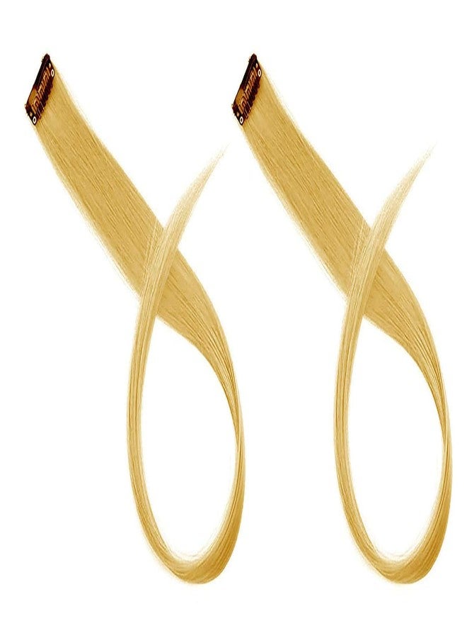 AASA Highlights Clip on in Hair Extensions Colored Hair Streak Synthetic Hairpieces Set of 2Pcs Light Brown - Image 5