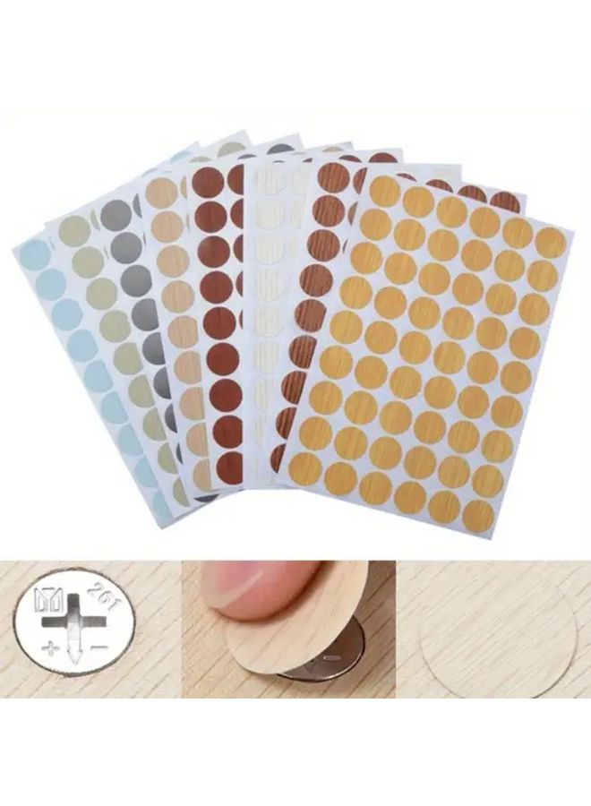 Light Wood Self Adhesive Furniture Screw Hole Covers 21mm PVC Wood Grain Caps Cabinet Repair - Image 3