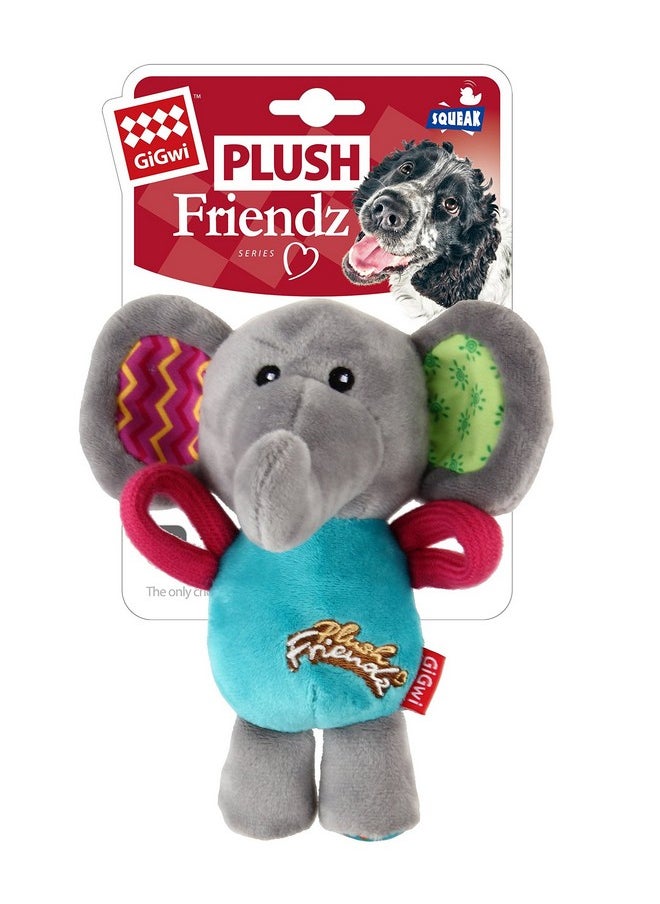 GIGWI - GiGwi Plush Friendz Elephant Toy for Dogs, Non-Toxic, Soft, Plush Dog Toy with Squeaker, Gentle on Teeth & Gums, Perfect for Fetching, Snuggling, Tossing, Suitable for Small-Medium Dog Breeds, Brown - Image 1