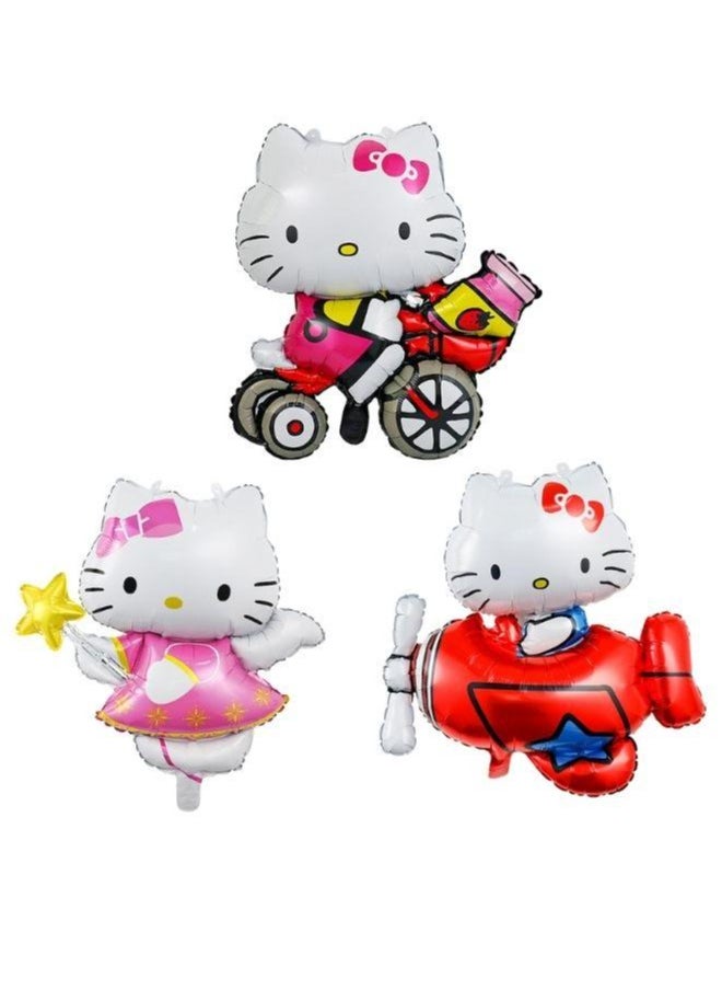 3 pc Kitty Foil Balloons Party Balloon Decorations Supplies Theme Idea Celebration Happy Birthday  - Image 1