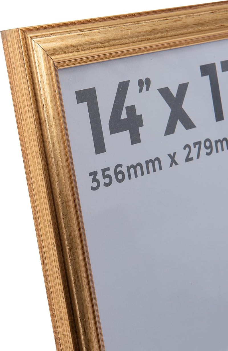 Wall Space 14x11 Gold Picture Frame | Gold 11x14 Photo Frame | 14 x 11 inch | 356x279mm | 35.6x27.9cm | Solid Wood Wooden with Real Glass | Handmade in UK - Image 2