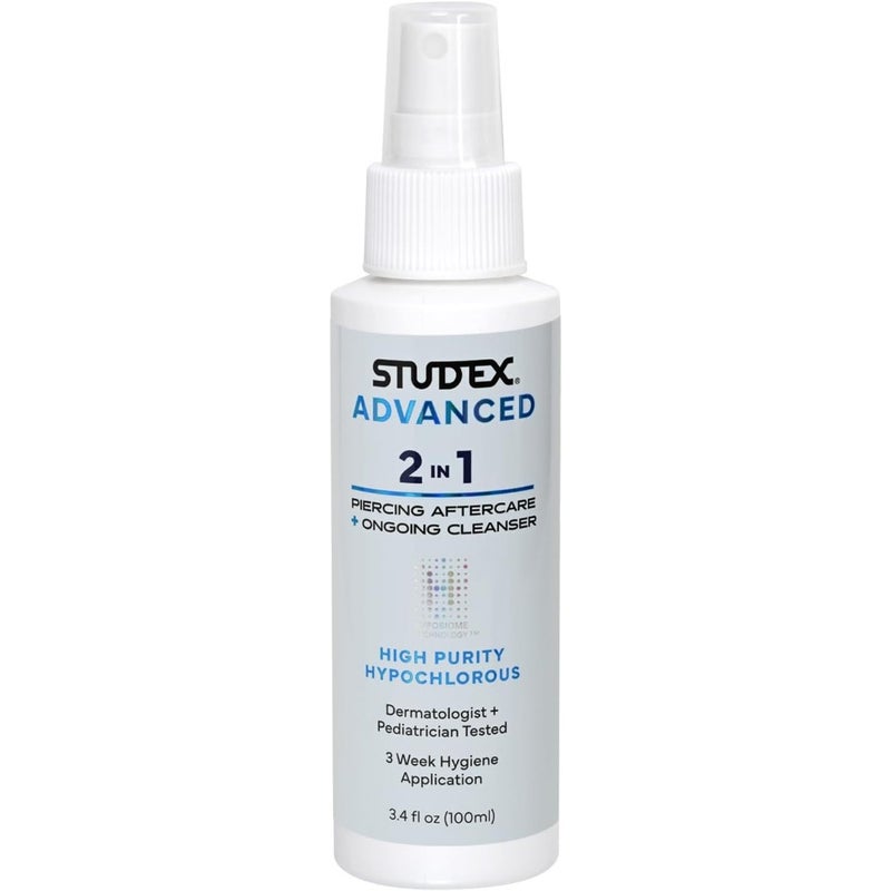 Advanced 2-in-1 Piercing Aftercare and Cleanser Hypochlorous Spray for Body and Ear Piercing, Hypoallergenic Formula for Sensitive Skin 3.4oz - Image 1
