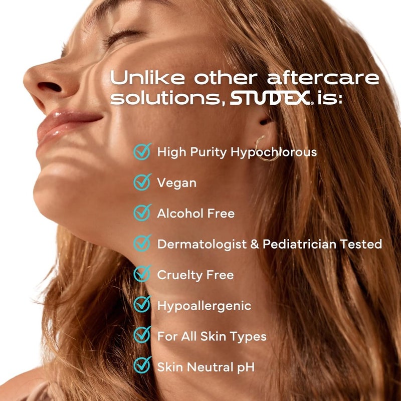 Advanced 2-in-1 Piercing Aftercare and Cleanser Hypochlorous Spray for Body and Ear Piercing, Hypoallergenic Formula for Sensitive Skin 3.4oz - Image 4