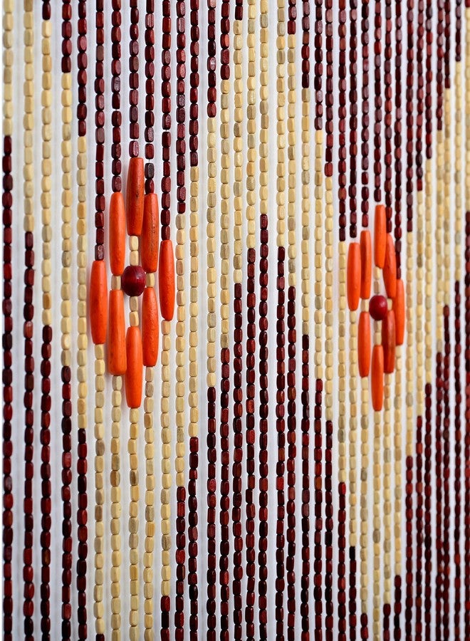 ستارة خرز خشبية بنية اللون من FlavorThings - ويفرلي - ستائر خيطية خشبية طبيعية من الخيزران للأبواب، ستائر خرز معلقة بوهيمية، فاصل للغرف، ديكور منزلي - 36 بوصة × 76 بوصة - 52 خيطًا - Image 1