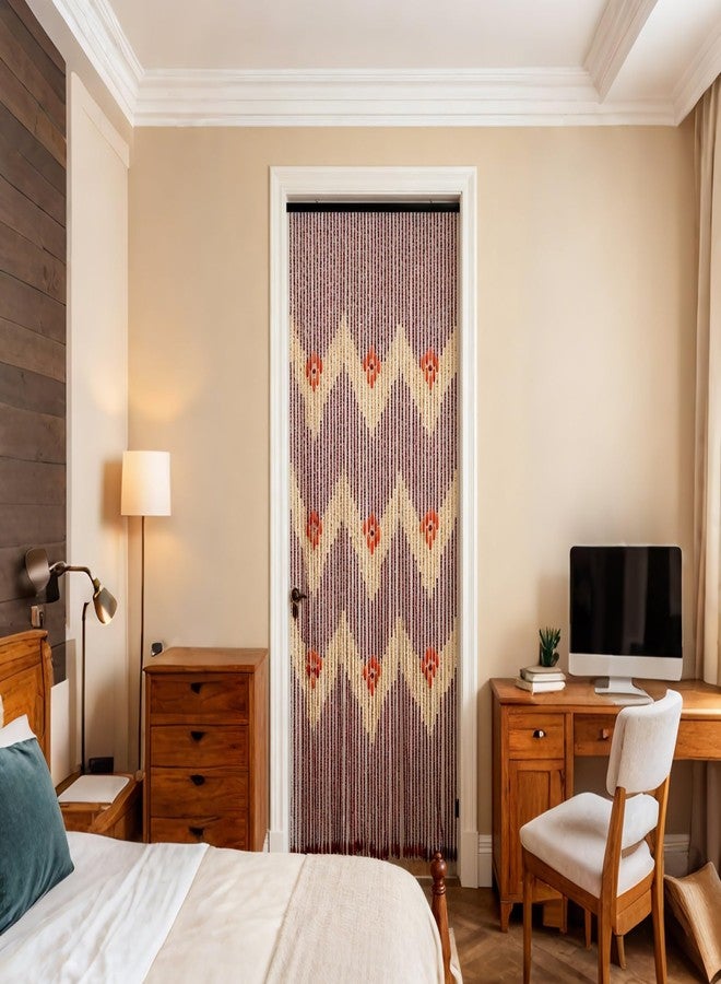 ستارة خرز خشبية بنية اللون من FlavorThings - ويفرلي - ستائر خيطية خشبية طبيعية من الخيزران للأبواب، ستائر خرز معلقة بوهيمية، فاصل للغرف، ديكور منزلي - 36 بوصة × 76 بوصة - 52 خيطًا - Image 4