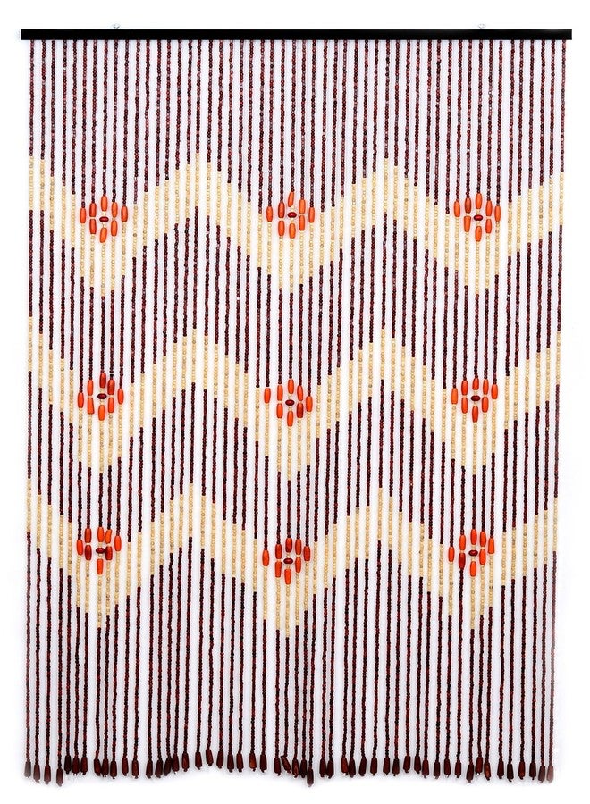 ستارة خرز خشبية بنية اللون من FlavorThings - ويفرلي - ستائر خيطية خشبية طبيعية من الخيزران للأبواب، ستائر خرز معلقة بوهيمية، فاصل للغرف، ديكور منزلي - 36 بوصة × 76 بوصة - 52 خيطًا - Image 2