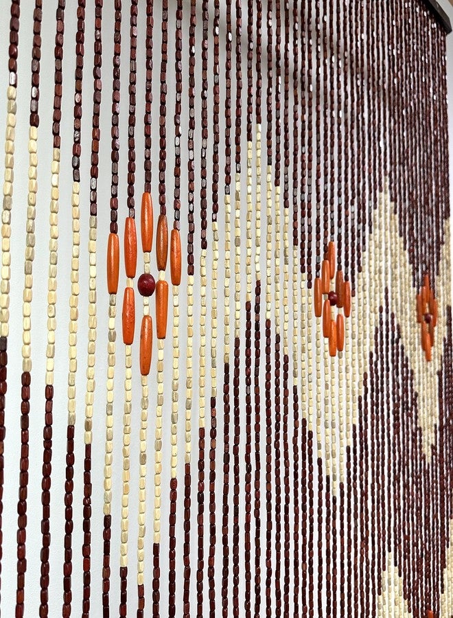 ستارة خرز خشبية بنية اللون من FlavorThings - ويفرلي - ستائر خيطية خشبية طبيعية من الخيزران للأبواب، ستائر خرز معلقة بوهيمية، فاصل للغرف، ديكور منزلي - 36 بوصة × 76 بوصة - 52 خيطًا - Image 5