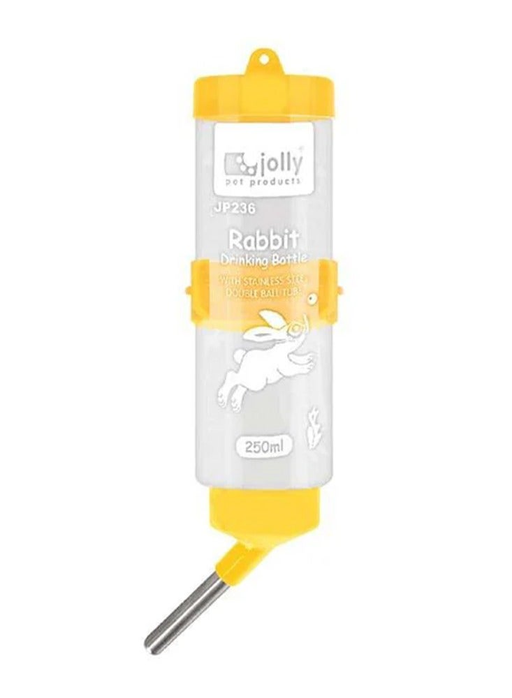 جولي زجاجة مياه للحيوانات الأليفة سعة 250 مل مع حامل، فوهة كروية مزدوجة من الفولاذ المقاوم للصدأ مانعة للتسرب، سهلة التركيب في الأقفاص، زجاجة شرب صحية للأرانب والهامستر والحيوانات الأليفة الصغيرة