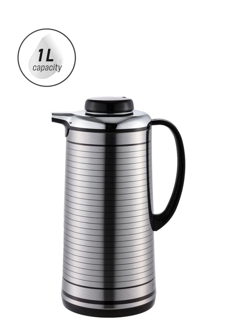 Bien Servi - Durable High Quality Steel Vacuum Flask Silver And Black 1 L V-M206-Ss-1L - Image 1