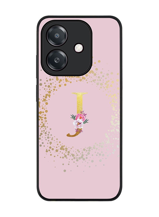 Stylizedd For Oppo A5i Case,Slim fit Camera Protection, Shockproof Thin Phone cover  - Custom Monogram Floral - J  (Pink )