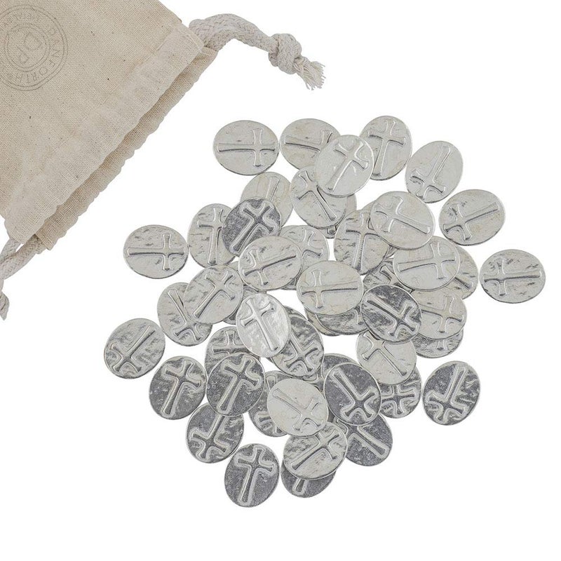 DANFORTH  Vilmain Cross TokensCoins Pewter Made in The USA Gift Bag Pack of 50