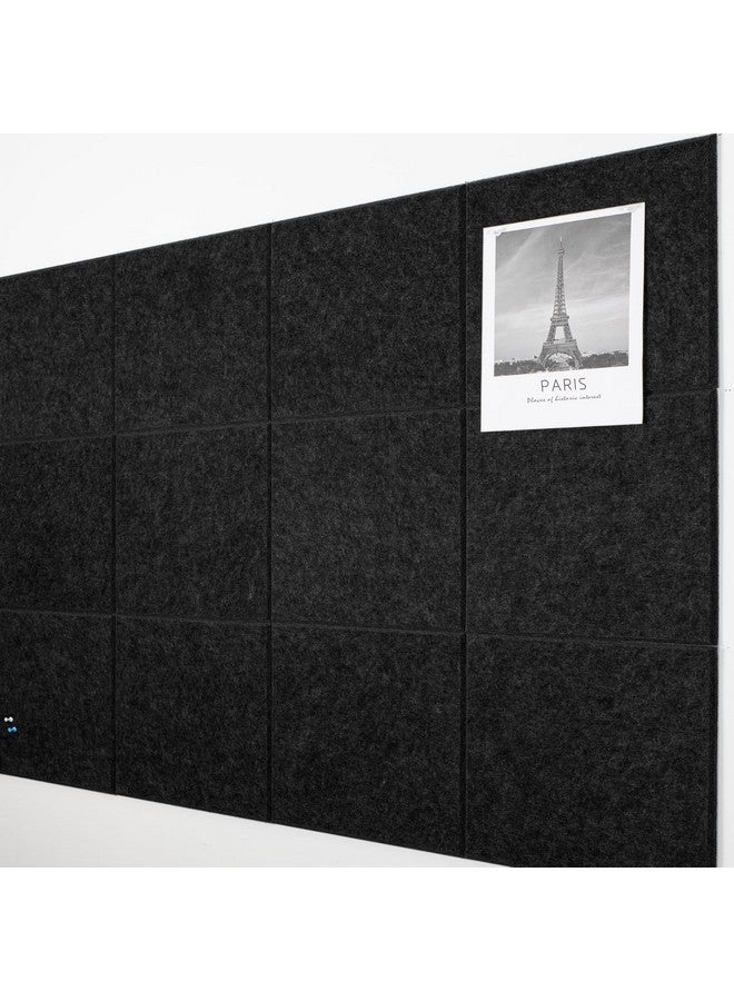 AKTOP Black Cork Bulletin Board 47"X35", 12 Pack Removable Felt Cork Board Tiles For Wall, Large 48 X 36 Bulletin Board Notice Pin Board For Office, School & Home, 48 Safe Adhesive Tabs, 20 Pushpins - Image 1