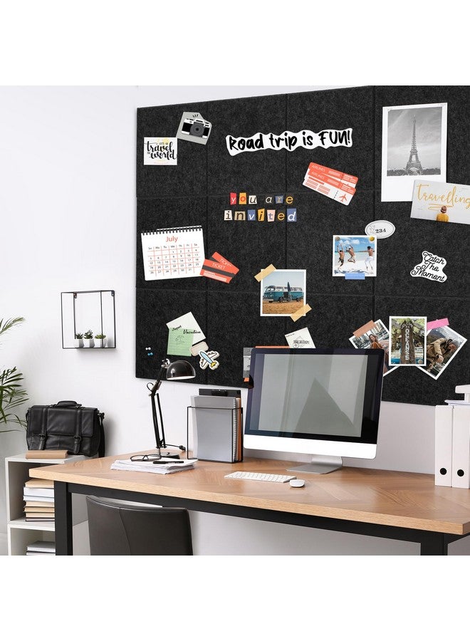 AKTOP Black Cork Bulletin Board 47"X35", 12 Pack Removable Felt Cork Board Tiles For Wall, Large 48 X 36 Bulletin Board Notice Pin Board For Office, School & Home, 48 Safe Adhesive Tabs, 20 Pushpins - Image 2