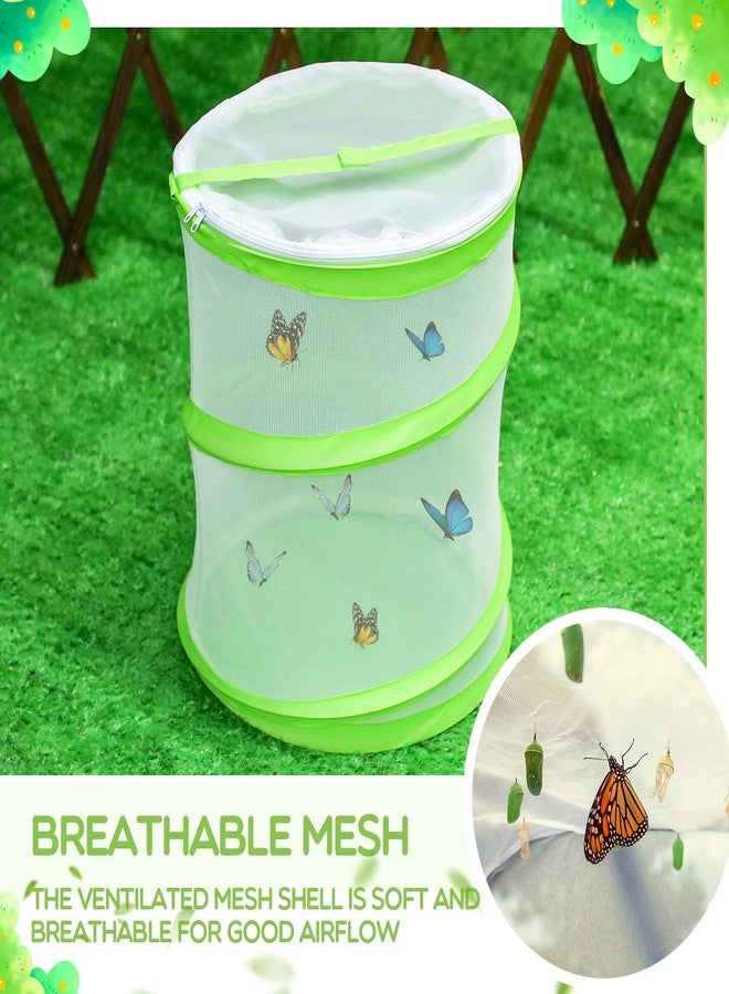 شير قفص موائل الفراشات من شير، عبوة من 4 قطع، شبكة شفافة صغيرة، حاوية موائل الفراشات، حوض زجاجي قابل للطي (12 × 14 بوصة) - Image 3
