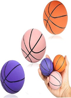 Bounce Pack of 3 Mini  Basketball, Rubber Bouncy Ball, 6 cm, Squeeze Toy with High Elasticity for Kids & Adults  - Image 1